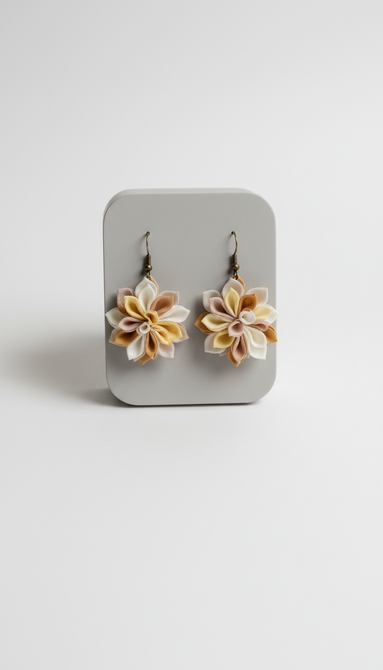 Handcrafted Silk Petal Earrings